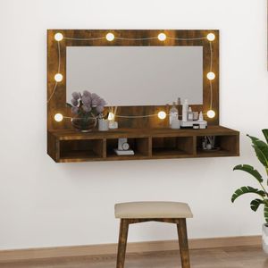 VidaXL Spiegelkast met LED-verlichting 90x31,5x62 cm - Gerookt Eiken