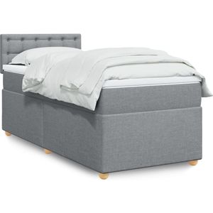 vidaXL Boxspring met matras stof lichtgrijs 90x190 cm