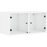 vidaXL Wandkast met glazen deuren 68,5x37x35 cm wit