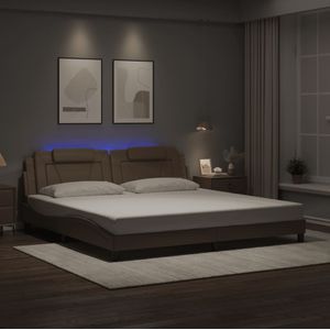 vidaXL Bedframe met LED-verlichting kunstleer cappuccino 200x200 cm