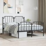 vidaXL-Bedframe-met-hoofd--en-voeteneinde metaal-zwart-140x200-cm