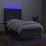 vidaXL Boxspring met matras en LED stof donkergrijs 80x200 cm