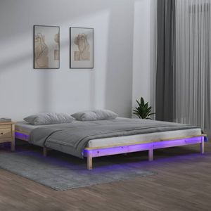 VidaXL Bedframe LED Massief Hout 180x200 cm - Super King