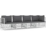 vidaXL 4-delige Loungeset met kussens staal wit