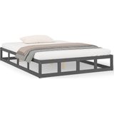 VidaXL Bedframe Massief Hout Grijs 150x200 cm - King Size