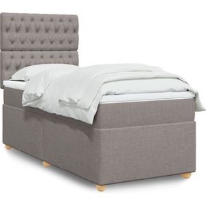 vidaXL Boxspring met matras stof taupe 90x190 cm