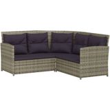 vidaXL 2-delige Loungeset met kussens L-vormig poly rattan grijs