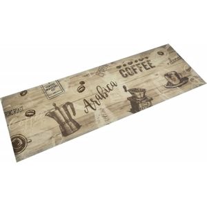 vidaXL Keukenmat wasbaar koffieprint 60x180 cm fluweel bruin