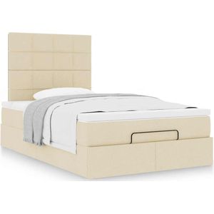 vidaXL Ottoman bed met matras 120x190cm stof crèmekleurig