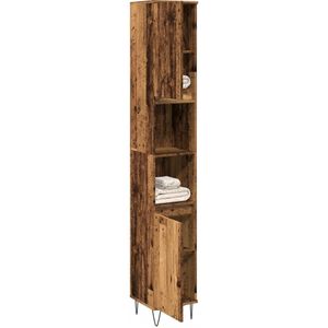 vidaXL Badkamerkast 30x30x190 cm bewerkt hout oud houtkleurig