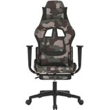 vidaXL Massage gamestoel met voetensteun stof zwart en camouflage