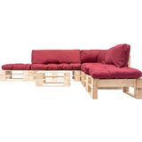 vidaXL 6-delige Loungeset pallet met rode kussens hout