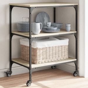 vidaXL Keukentrolley 60x41x76 cm bewerkt hout sonoma eikenkleurig