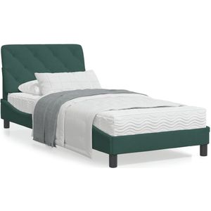 vidaXL Bed met matras fluweel donkergroen 80x200 cm