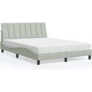 vidaXL Bed met matras fluweel lichtgrijs 140x200 cm