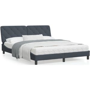 vidaXL Bed met matras fluweel donkergrijs 160x200 cm