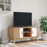 vidaXL Tv-meubel OLDEN 114x43x57 cm massief grenenhout wit en bruin