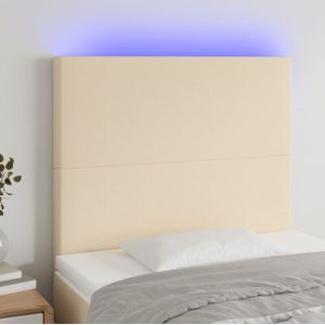 vidaXL Hoofdbord LED 80x5x118/128 cm stof crèmekleurig