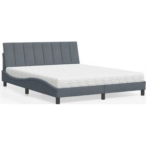 vidaXL Bed met matras fluweel donkergrijs 160x200 cm