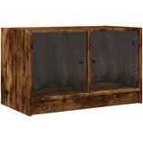 vidaXL Tv-meubel met glazen deuren 68x37x42 cm gerookt eikenkleurig