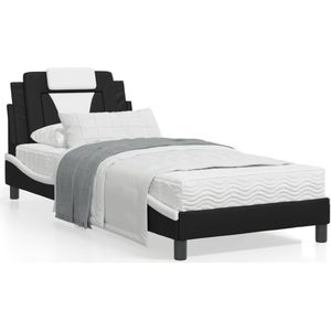 vidaXL Bedframe met hoofdbord kunstleer zwart en wit 80x200 cm