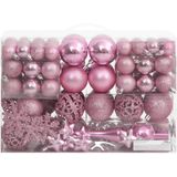 vidaXL 111-delige Kerstballenset polystyreen roze