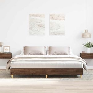 vidaXL Bedframe zonder matras 200x200 cm spaanplaat bruin eikenkleurig