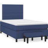 VidaXL Boxspring met Matras - Stof Blauw - 120x200 cm