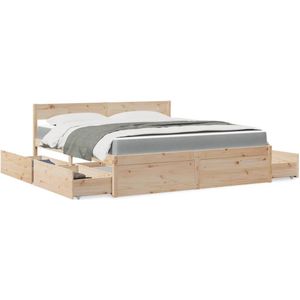 vidaXL Bed met lades en matras massief grenenhout 180x200 cm