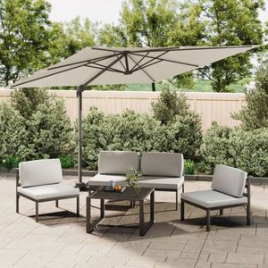 vidaXL Zweefparasol met LED-verlichting 400x300 cm zandwit