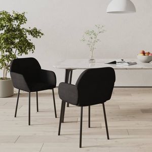 vidaXL Eetkamerstoelen 2 st fluweel zwart