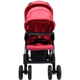 vidaXL Tweelingkinderwagen tandem staal rood