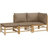 VidaXL Loungeset 3-delig met Kussens - Bamboe Taupe