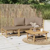 VidaXL Loungeset 3-delig met Kussens - Bamboe Taupe