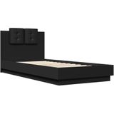 vidaXL Bedframe met hoofdbord en LED-verlichting zwart 100x200 cm