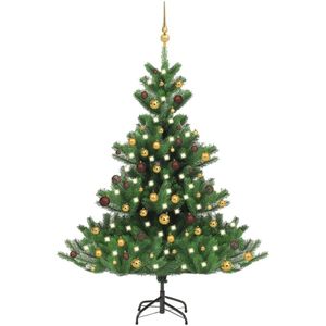 vidaXL Kunstkerstboom Nordmann met LED's en kerstballen 150 cm groen