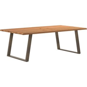 vidaXL Eettafel met natuurlijke rand 220x120x74 cm massief eikenhout
