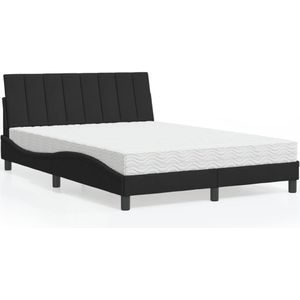 vidaXL Bed met matras fluweel zwart 140x200 cm