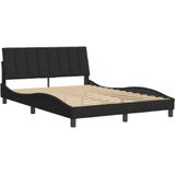 vidaXL Bedframe met hoofdeinde fluweel zwart 140x190 cm