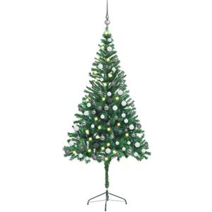 vidaXL Kunstkerstboom met verlichting en kerstballen 546 takken 180 cm