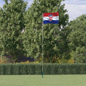 vidaXL Vlag met vlaggenmast Kroatië 5,55 m aluminium