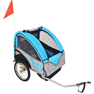 vidaXL Fietstrailer 30 kg grijs en blauw