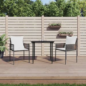 VidaXL Tuinset 3-delig met Kussens - Poly Rattan en Staal