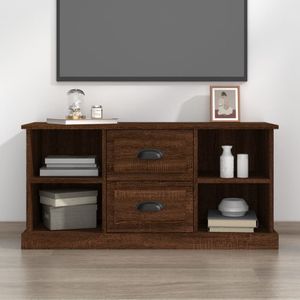 VidaXL Tv-meubel 99,5x35,5x48 cm - Bewerkt Hout - Bruineikenkleurig