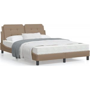 vidaXL Bed met matras kunstleer cappuccinokleurig 140x190 cm