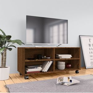 VidaXL Tv-meubel met Wieltjes 90x35x35 cm - Bewerkt Hout - Bruineikenkleur