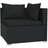 vidaXL 4-delige Loungeset met kussens poly rattan zwart