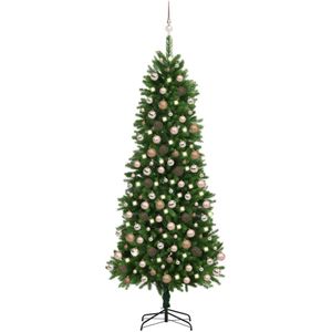 vidaXL Kunstkerstboom met verlichting en kerstballen 240 cm groen