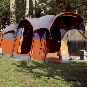 vidaXL - Tunneltent - 8-persoons - waterdicht - grijs - en - oranje