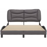 vidaXL Bedframe met hoofdbord kunstleer grijs 140x190 cm